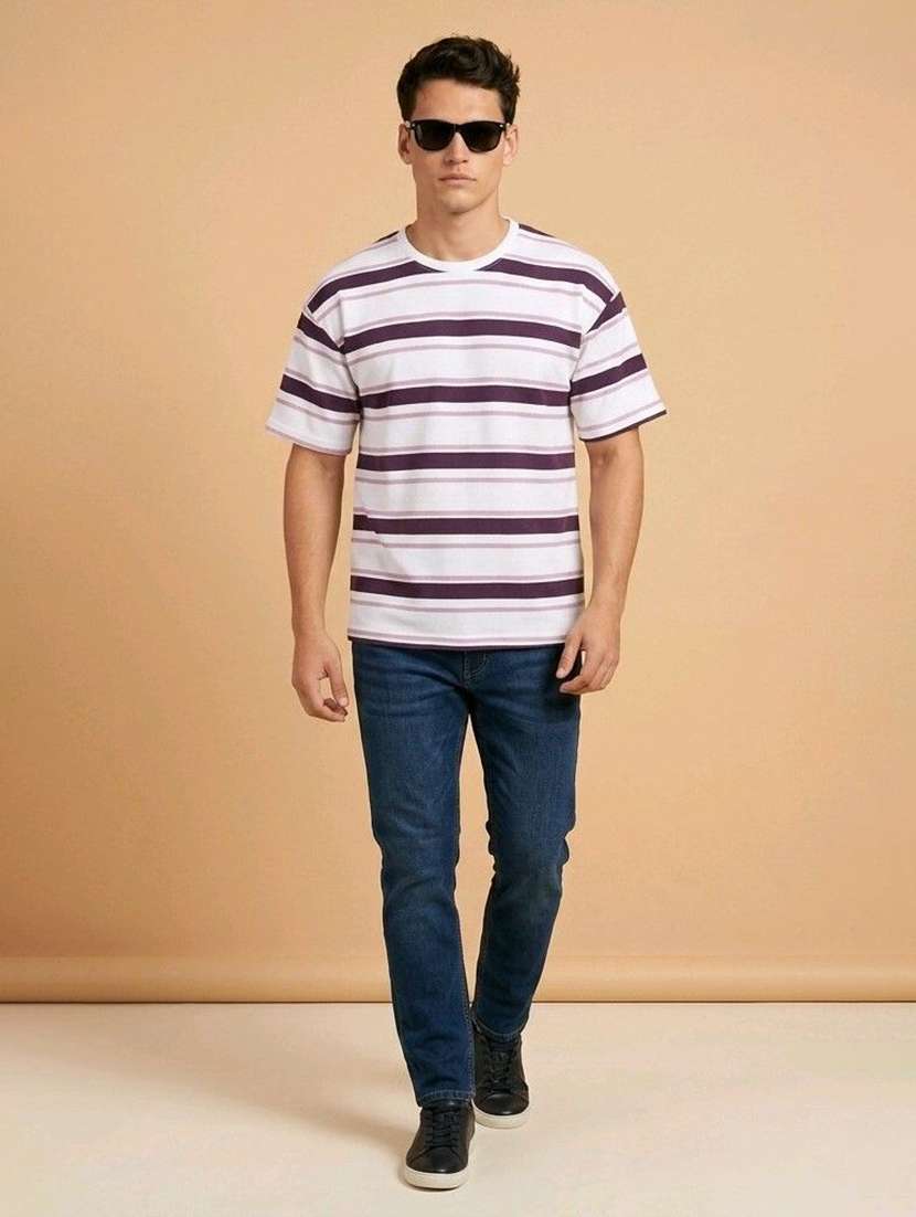 Men Striped Short Sleeve Regular Fit T-shirt - 22615629 -  Standard Image - 3
