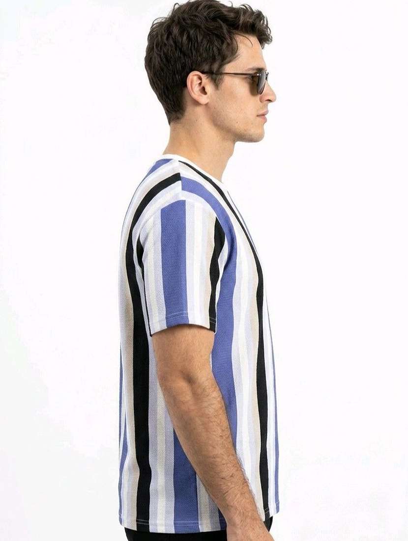 Men Striped Short Sleeves Regular Fit T-shirt - 22615647 -  Standard Image - 3