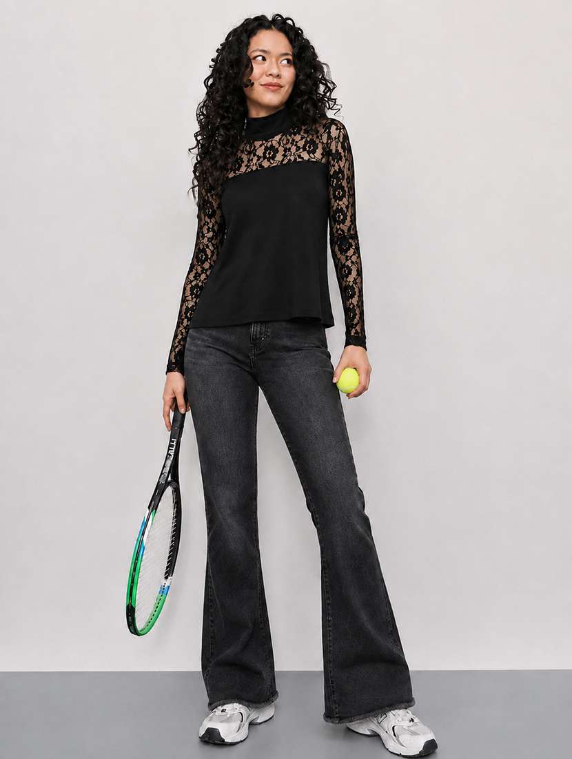 women self design long sleeves regular top - 22615707 -  Standard Image - 3
