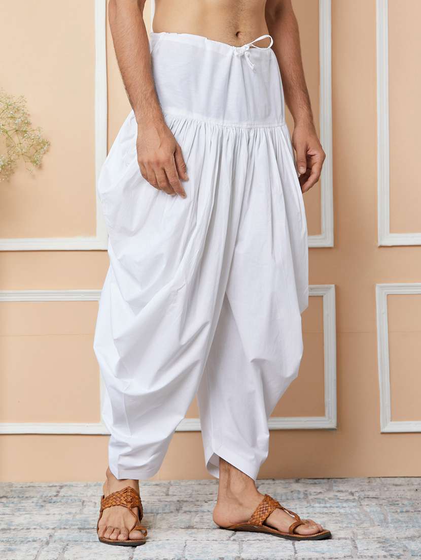 Men Solid Mid Rise Ethnic Bottom Wear Dhoti - 22615711 -  Standard Image - 3