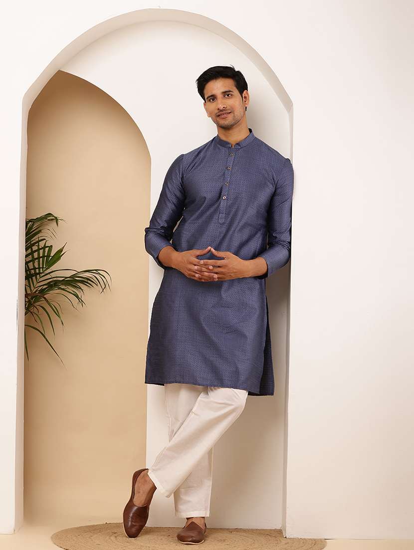 men self design mandarin neck kurta pyjama set - 22615746 -  Standard Image - 5
