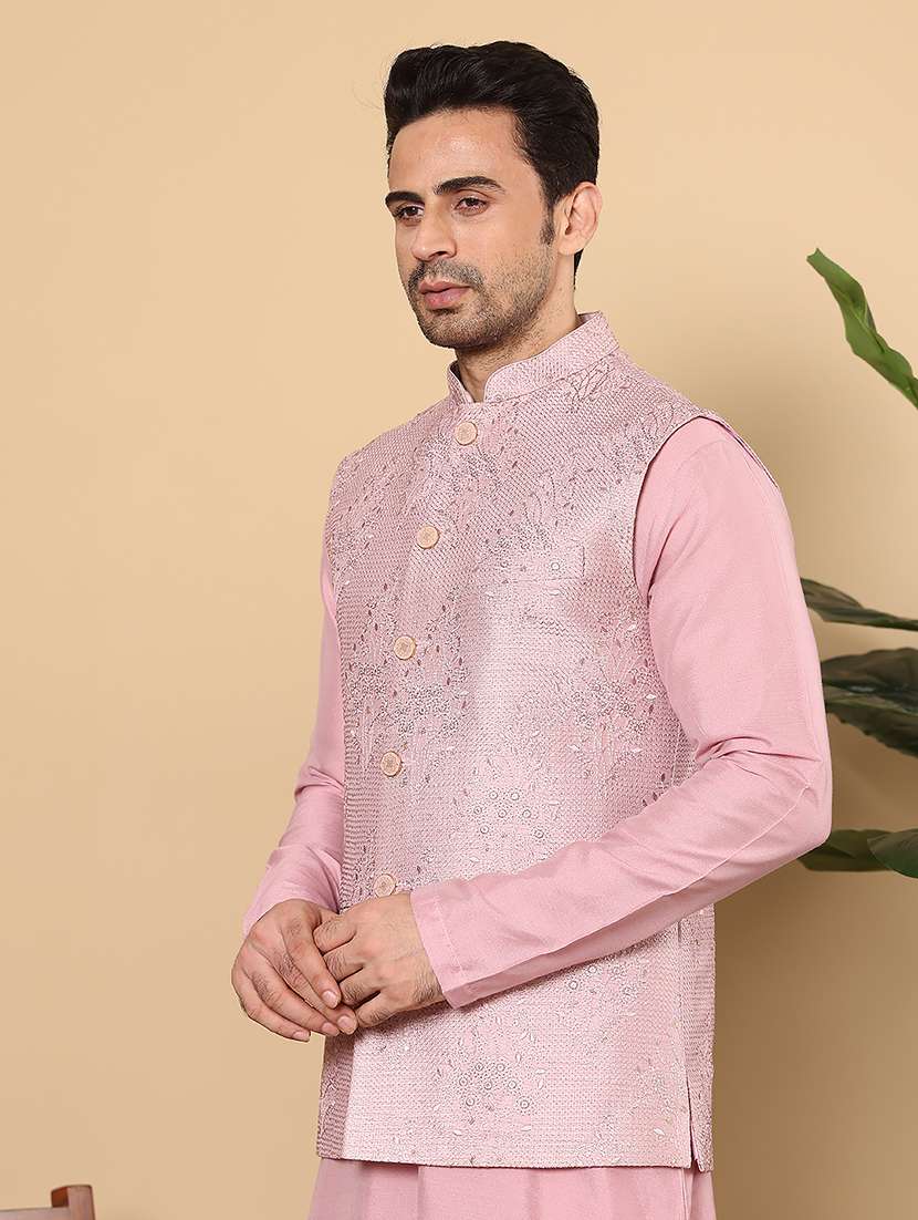 men embroidered sleeveless nehru jacket - 22615838 -  Standard Image - 3
