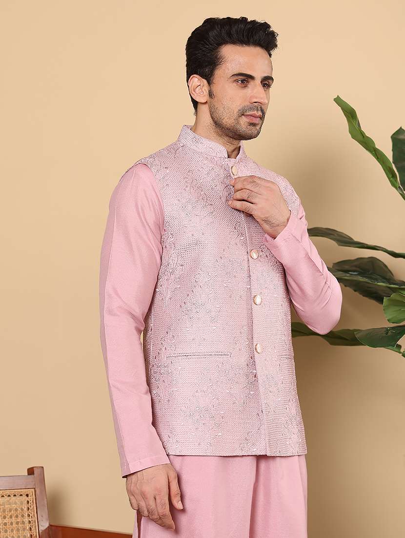 men embroidered sleeveless nehru jacket - 22615838 -  Standard Image - 5