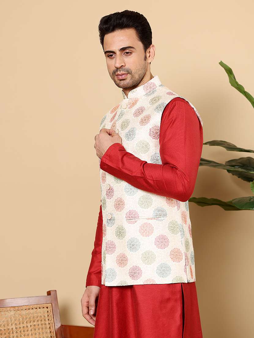 men embroidered sleeveless nehru jacket - 22615840 -  Standard Image - 3