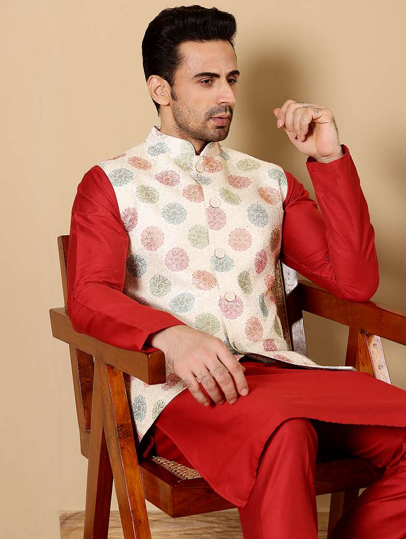 men embroidered sleeveless nehru jacket - 22615840 -  Standard Image - 5