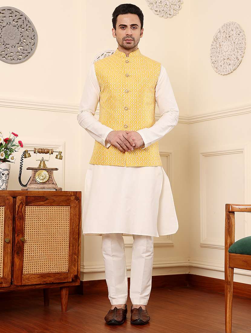 men embroidered sleeveless nehru jacket - 22615843 -  Standard Image - 3