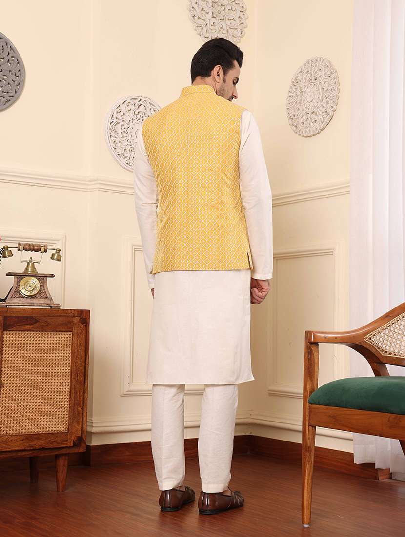 men embroidered sleeveless nehru jacket - 22615843 -  Standard Image - 5