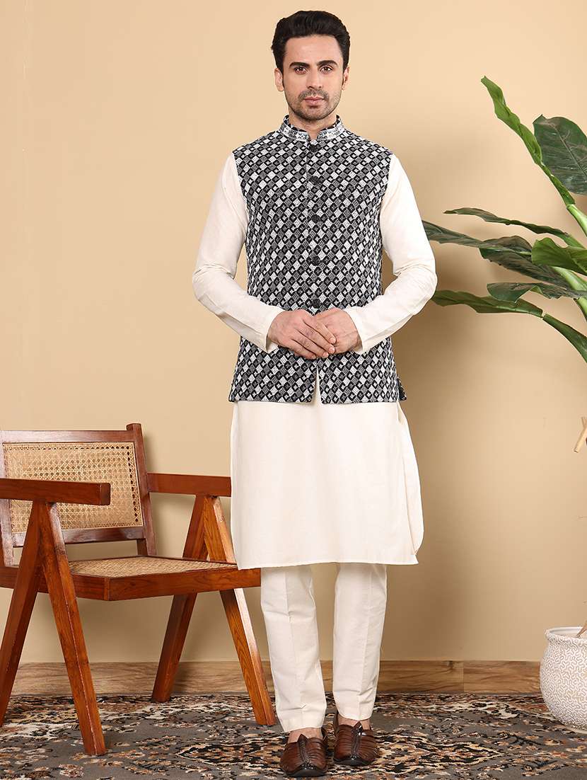 men embroidered sleeveless nehru jacket - 22615845 -  Standard Image - 5