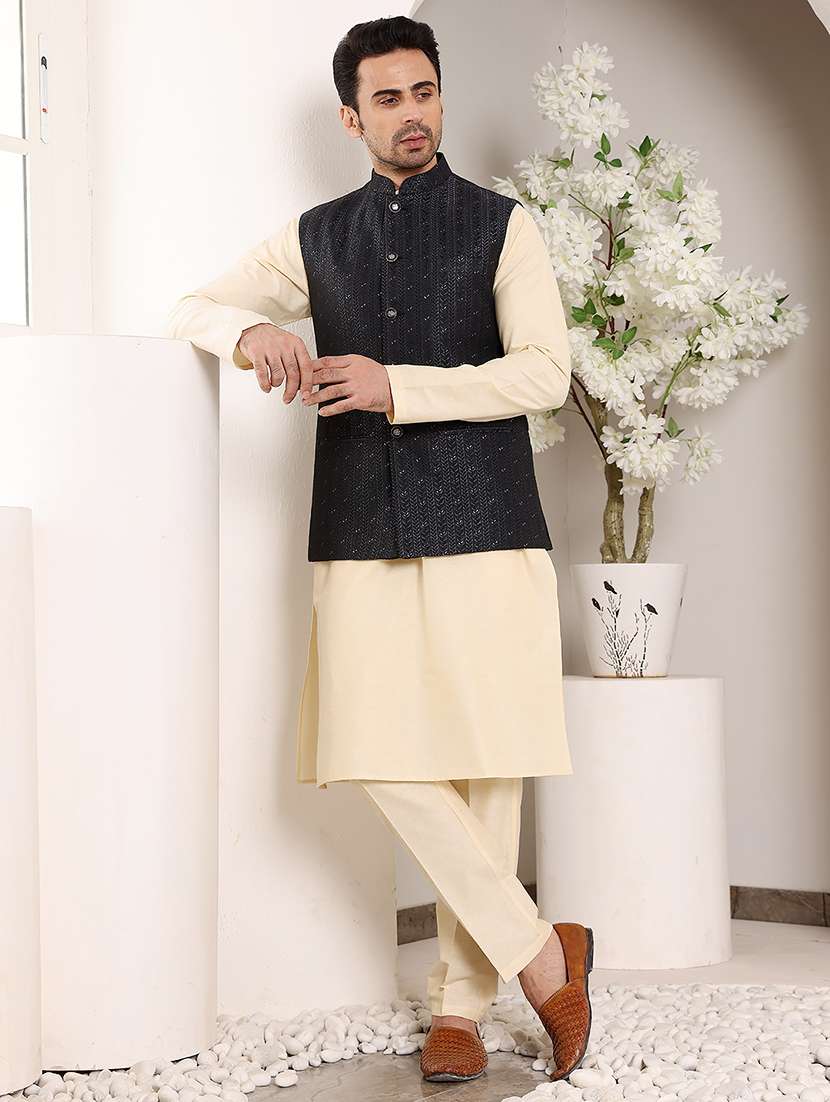 men embroidered sleeveless nehru jacket - 22615847 -  Standard Image - 5