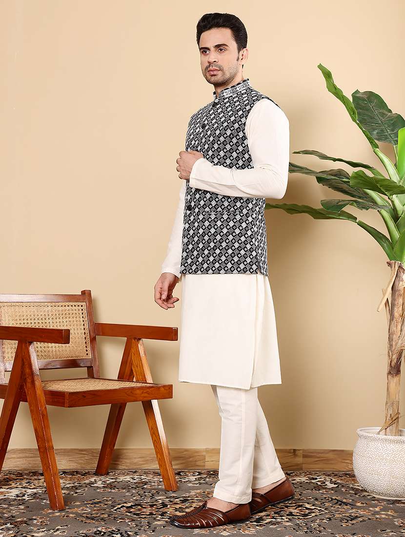 men embroidered sleeveless nehru jacket - 22615852 -  Standard Image - 5