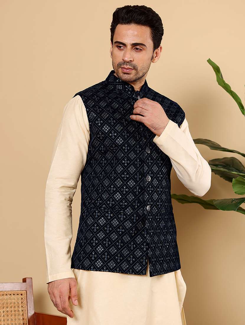 Men Embroidered Sleeveless Nehru Jacket - 22615854 -  Standard Image - 3