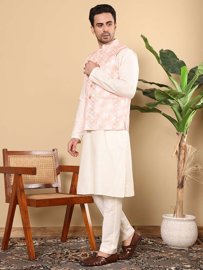 men self design sleeveless nehru jacket - 22615855 -  Standard Image - 5