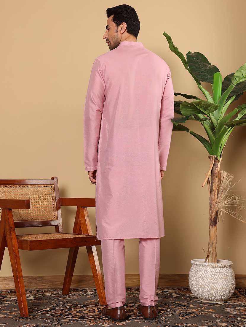 men solid mandarin neck long kurta - 22615865 -  Standard Image - 3
