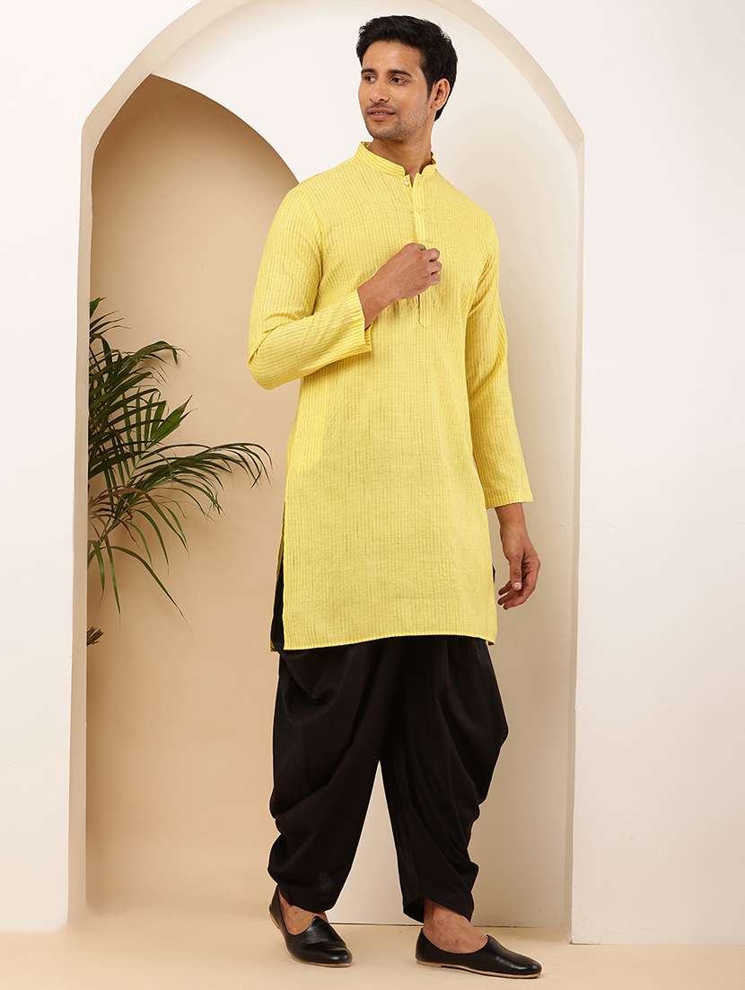 Men Self Design Mandarin Neck Long Kurta - 22615942 -  Standard Image - 3