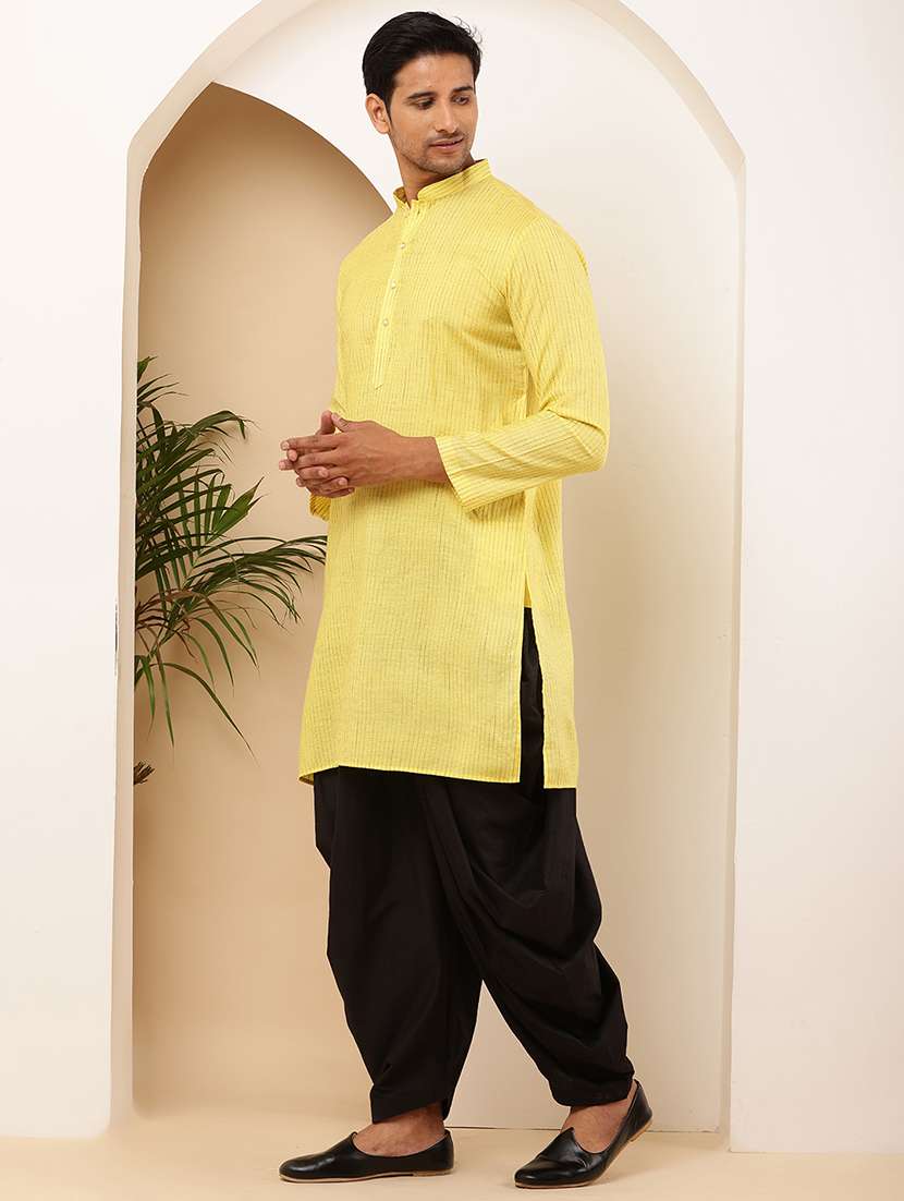Men Self Design Mandarin Neck Long Kurta - 22615942 -  Standard Image - 5
