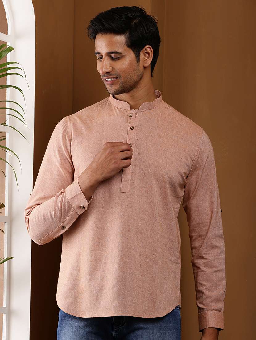 men solid mandarin neck short kurta - 22615955 -  Standard Image - 5
