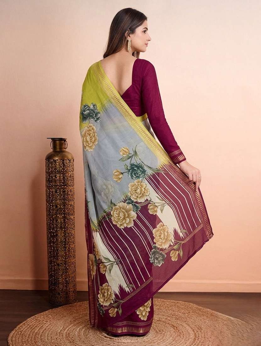 women printed casual wear saree with blouse - 22616059 -  Standard Image - 3