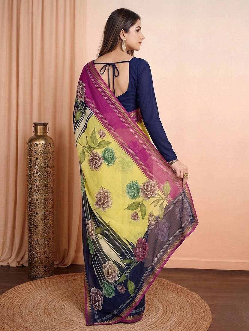 women printed casual wear saree with blouse - 22616062 -  Standard Image - 3