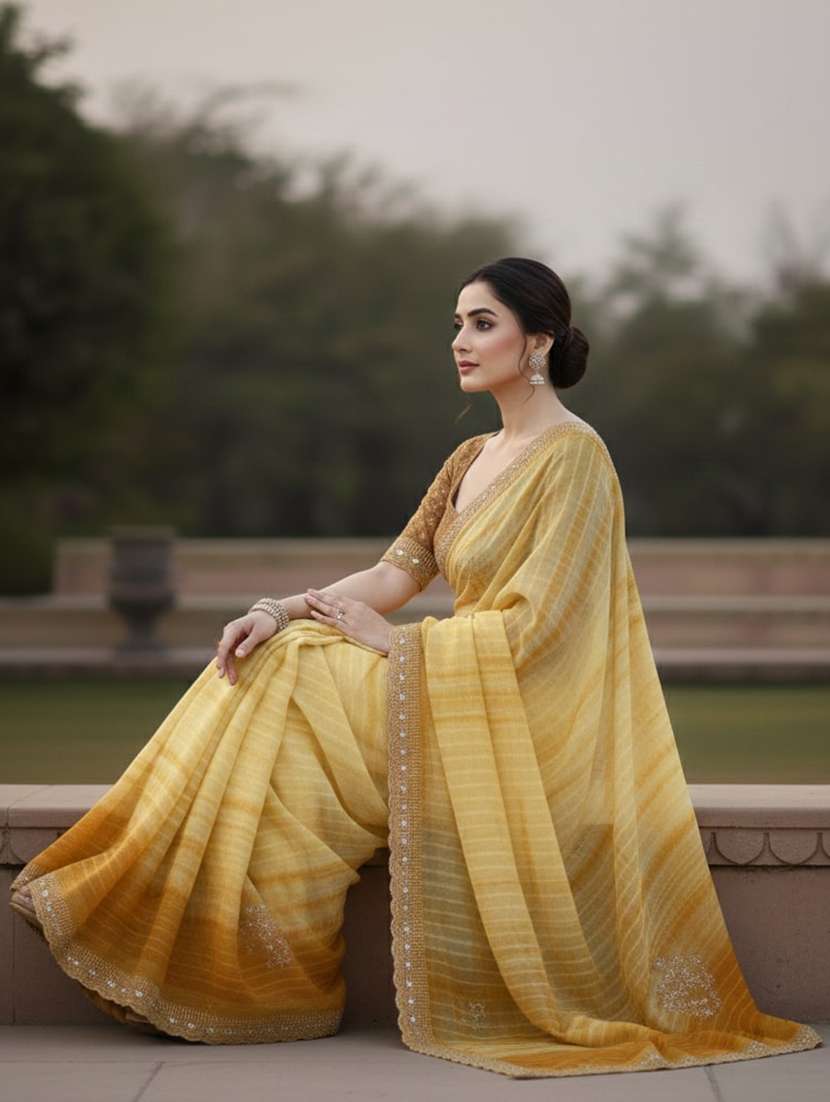 women tie & dye printed saree with blouse - 22616091 -  Standard Image - 3