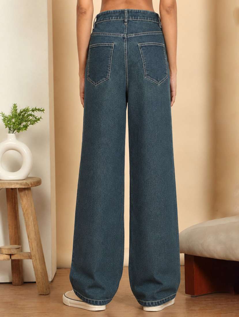 women solid mid rise wide leg jeans - 22616093 -  Standard Image - 3