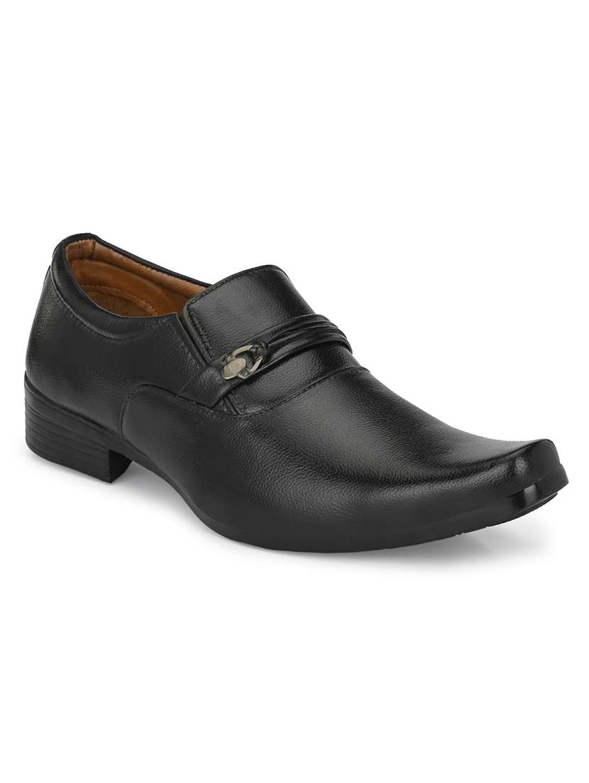 men solid slip on formal shoes