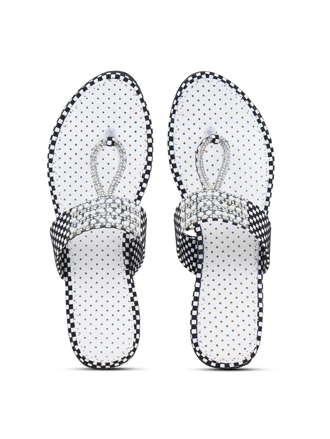 women checkered toe separator flats - 22616193 -  Standard Image - 3