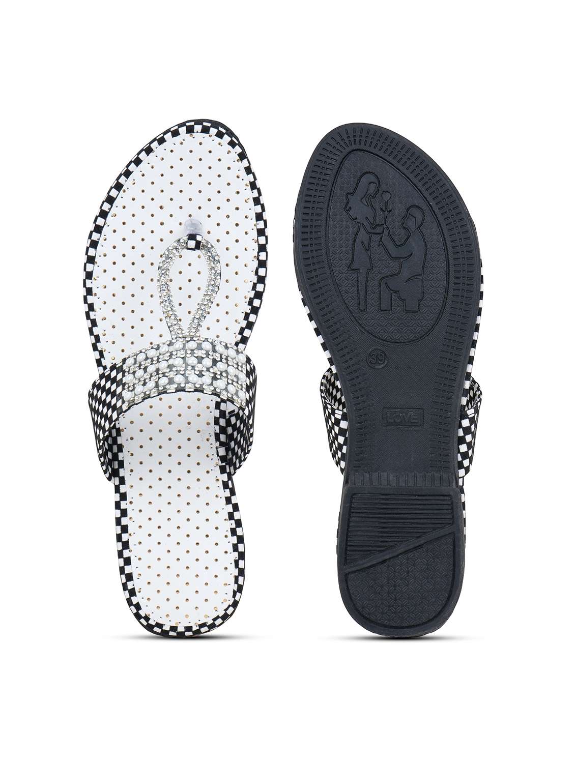 women checkered toe separator flats - 22616193 -  Standard Image - 5