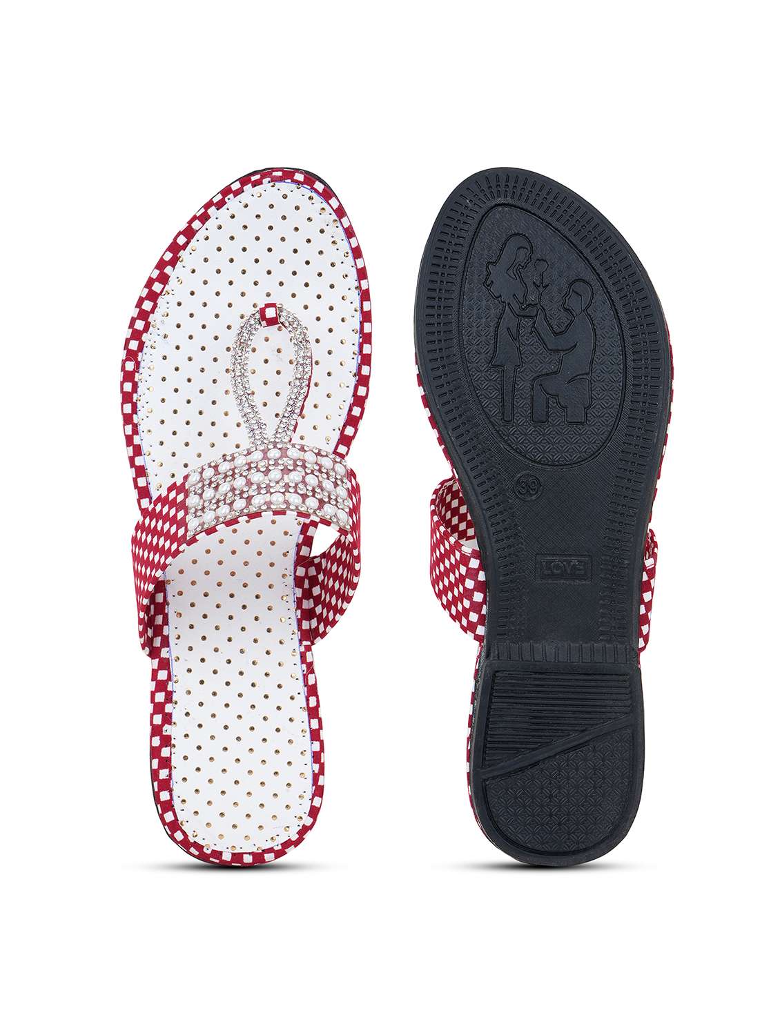 women checkered toe separator flats - 22616194 -  Standard Image - 5