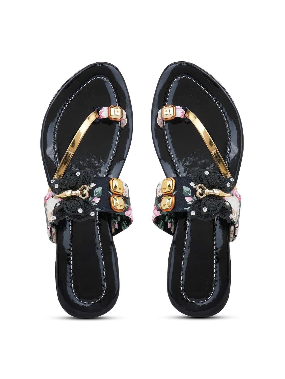 women floral printed one toe flats - 22616199 -  Standard Image - 3