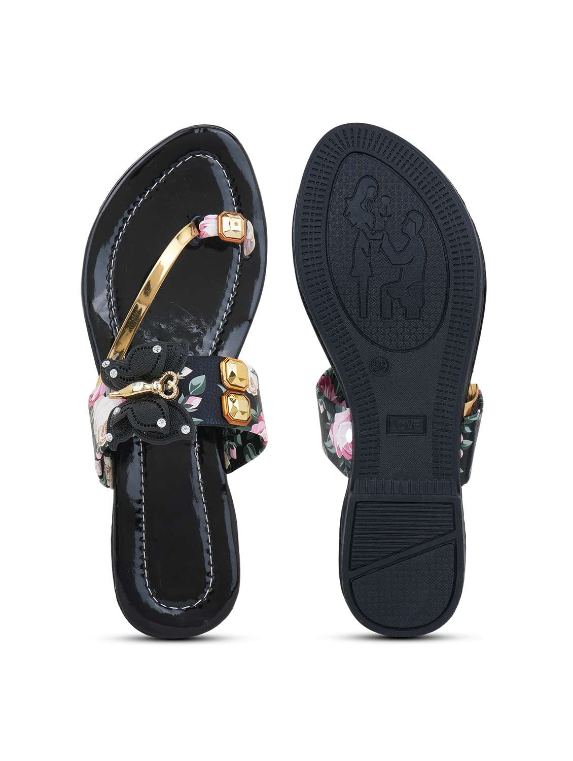 women floral printed one toe flats - 22616199 -  Standard Image - 5