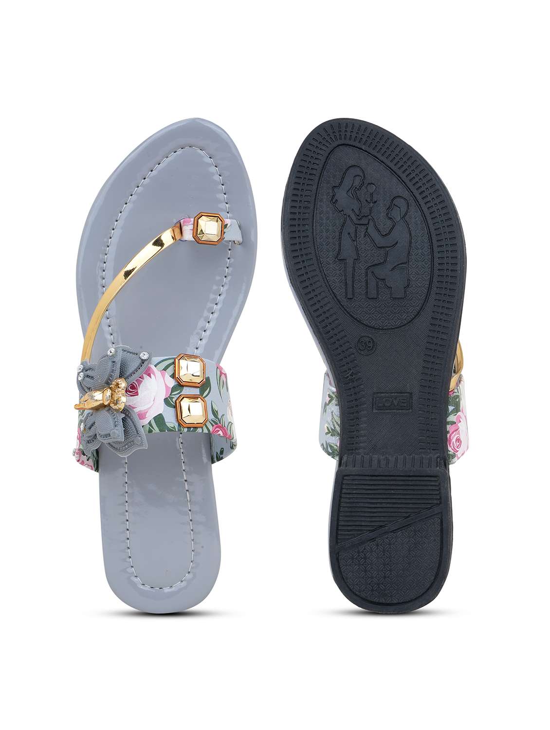 women floral printed one toe flats - 22616200 -  Standard Image - 5