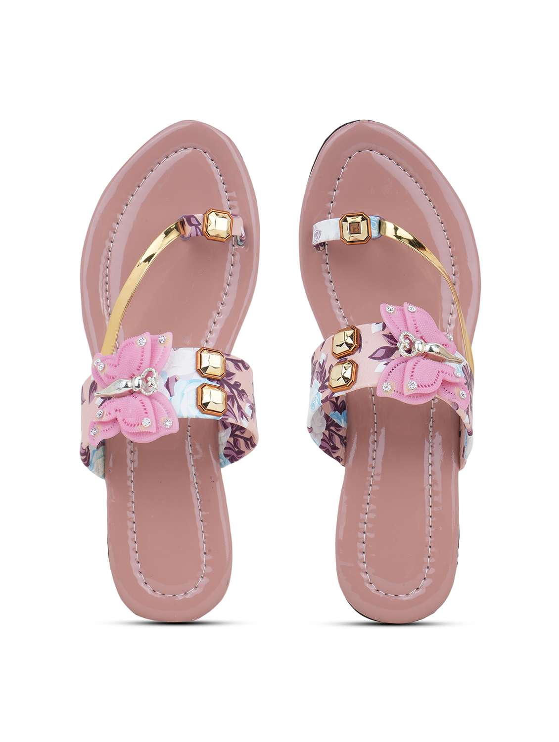 women floral printed one toe flats - 22616201 -  Standard Image - 3