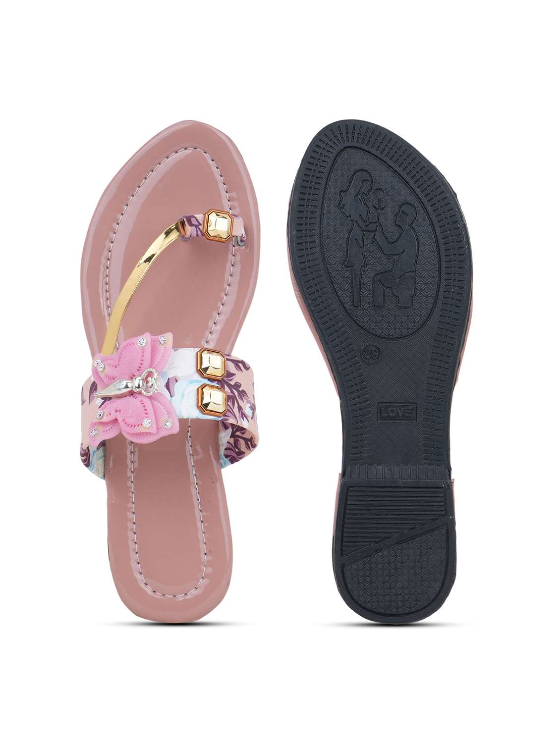 women floral printed one toe flats - 22616201 -  Standard Image - 5