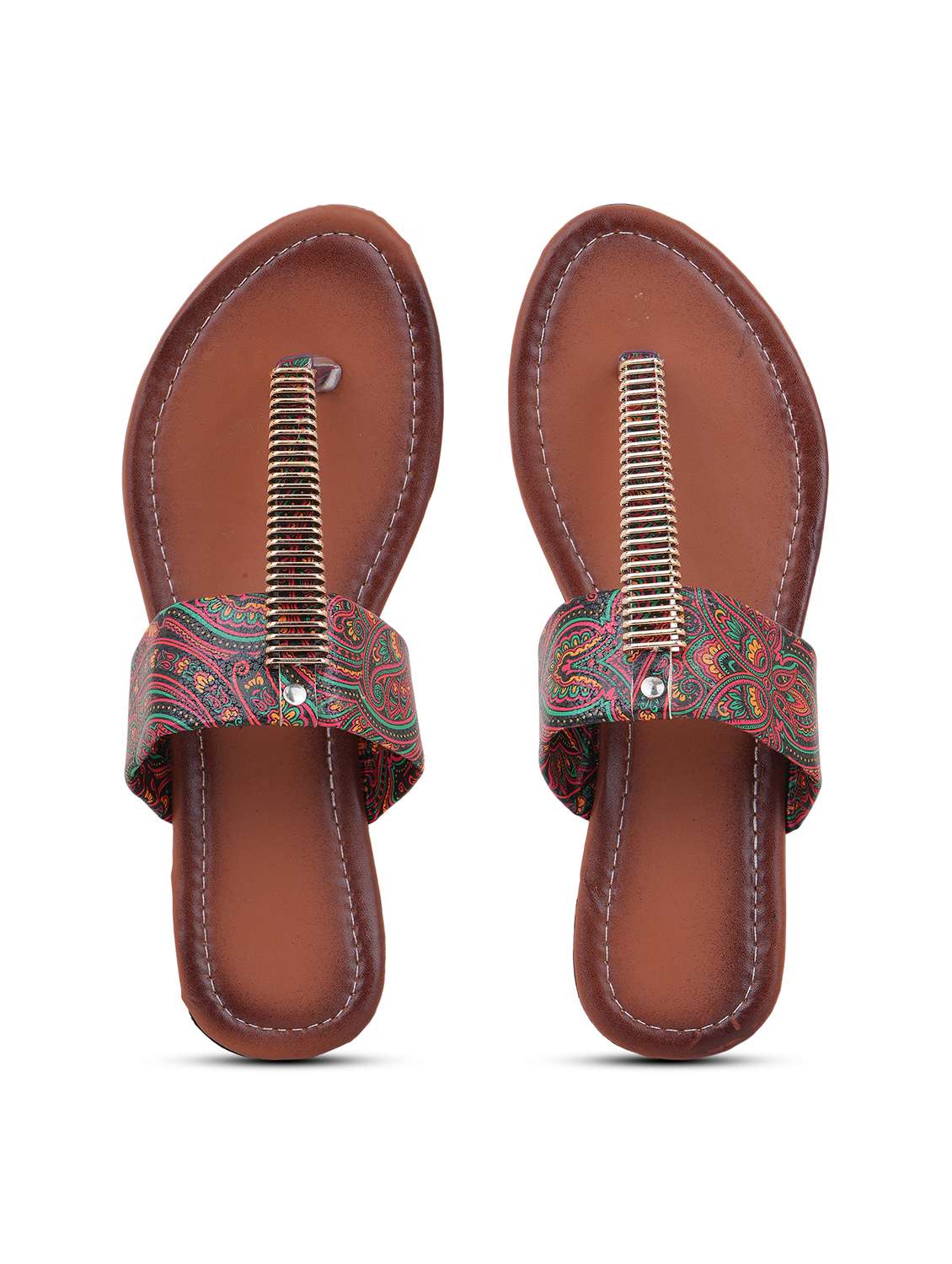 women printed toe separator flats - 22616211 -  Standard Image - 3