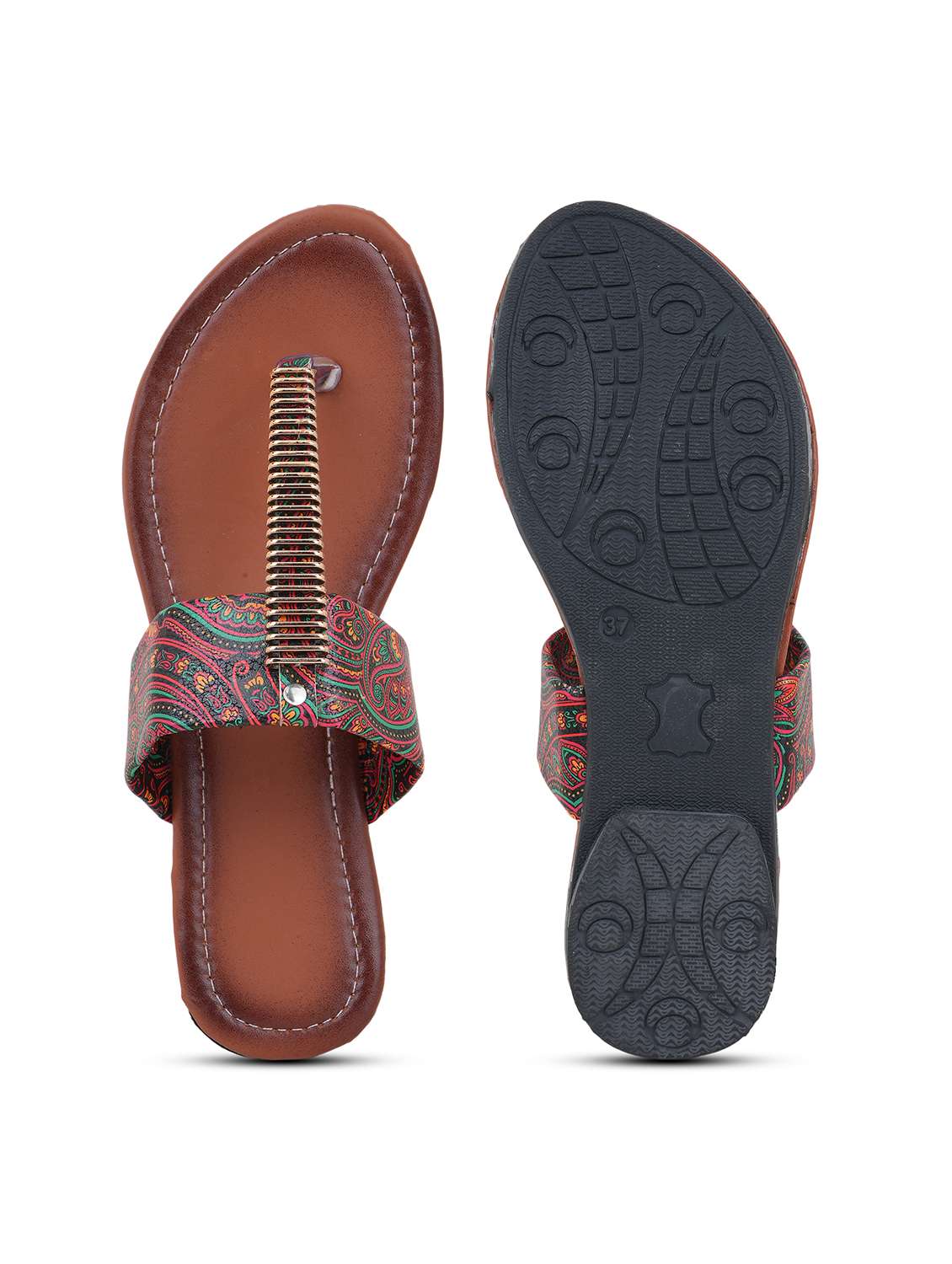 women printed toe separator flats - 22616211 -  Standard Image - 5