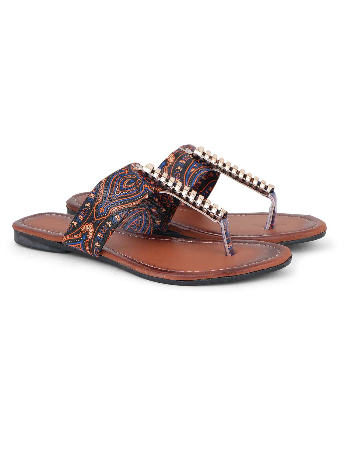 women printed toe separator flats