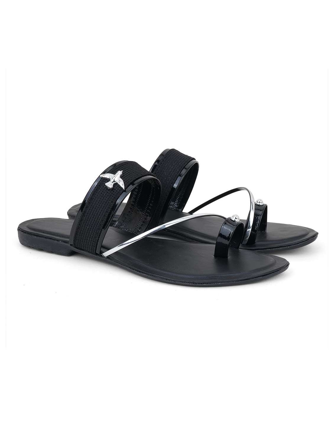 women textured one toe flats