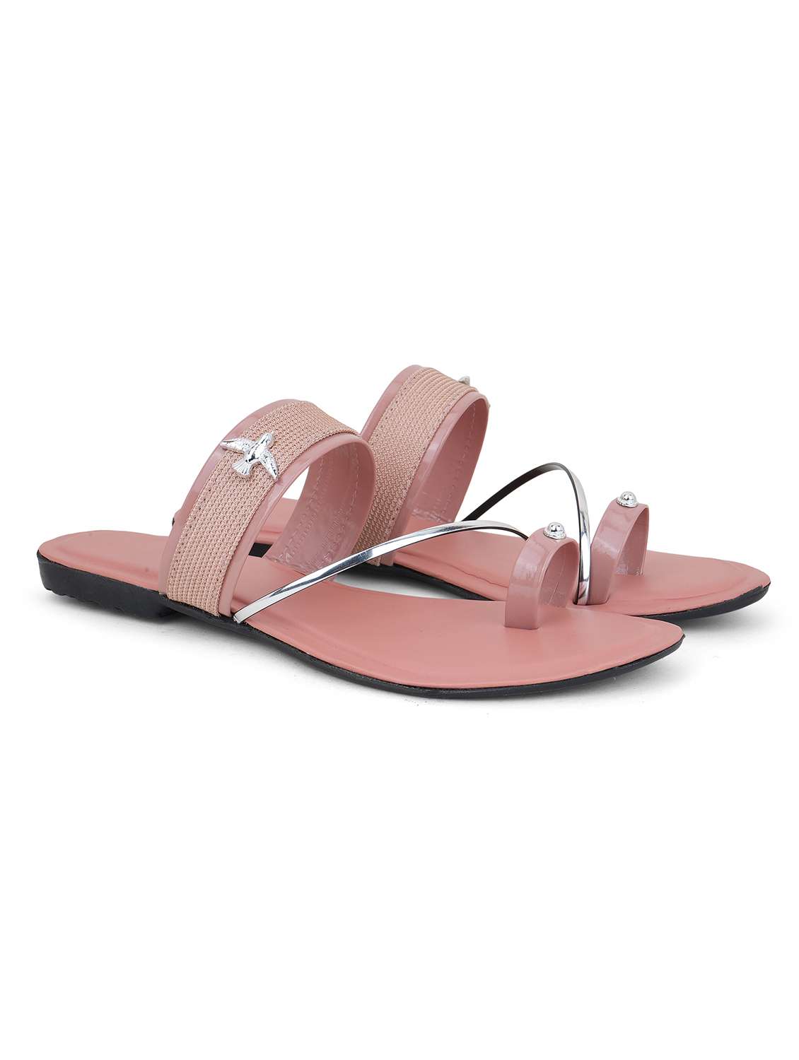 women textured one toe flats