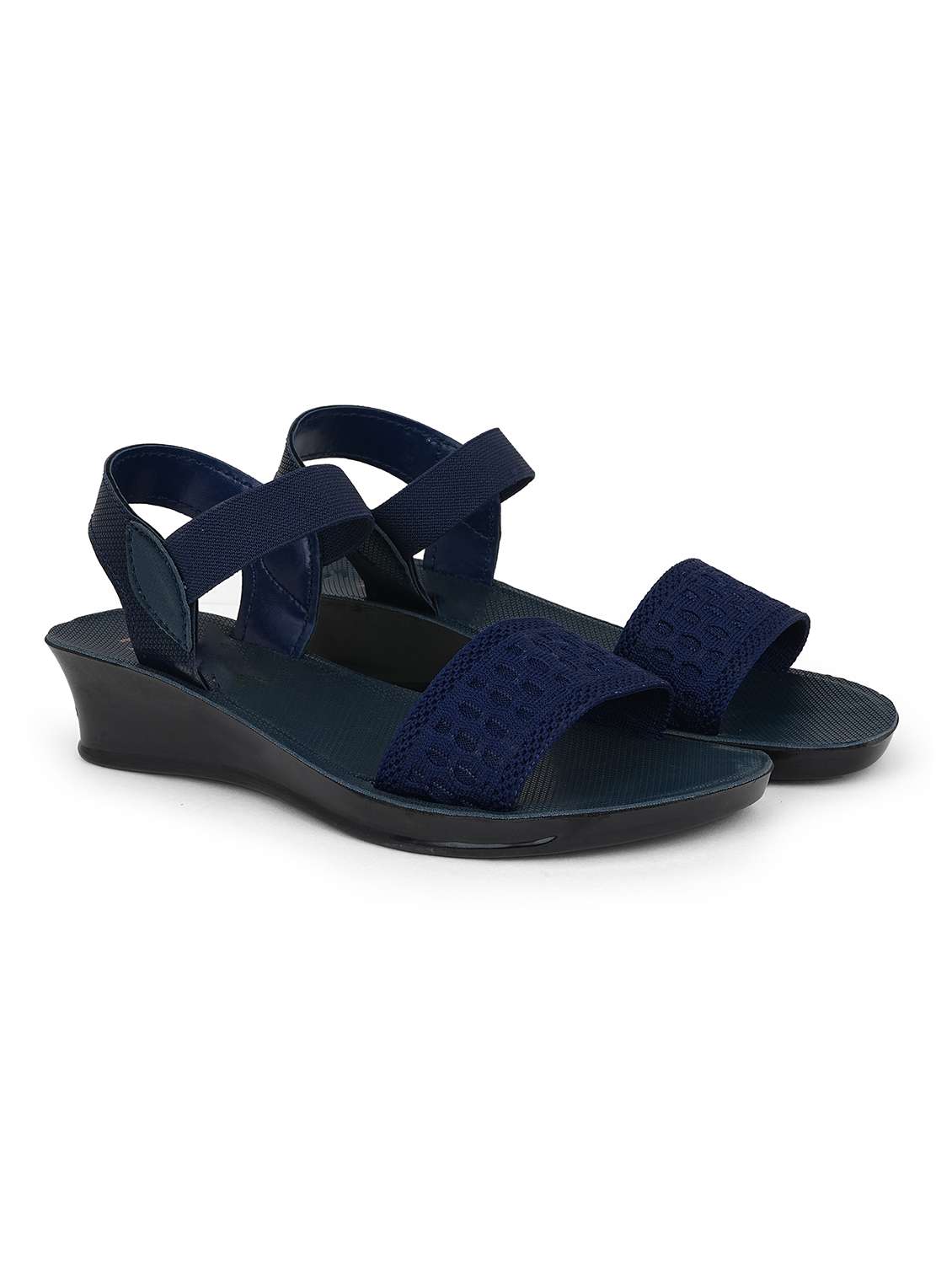 women textured ankle strap wedges