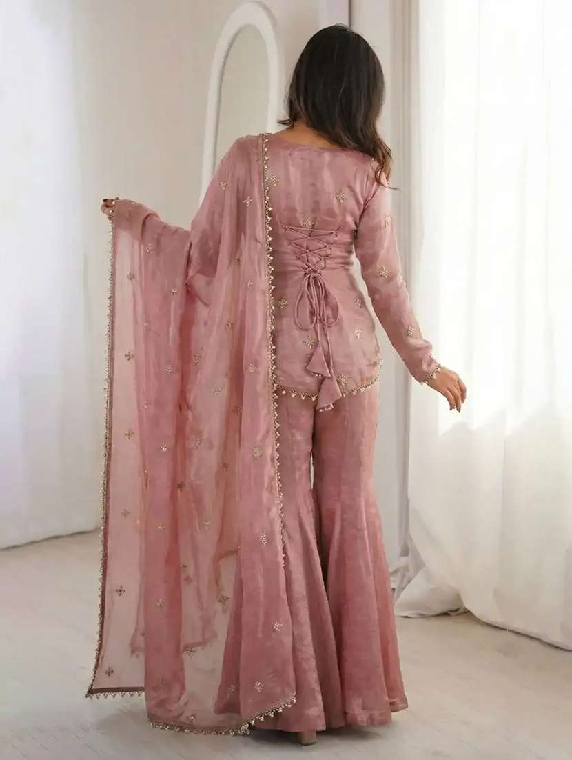 Women Embroidered Long Sleeves Kurta Sharara Set With Dupatta - 22616270 -  Standard Image - 3