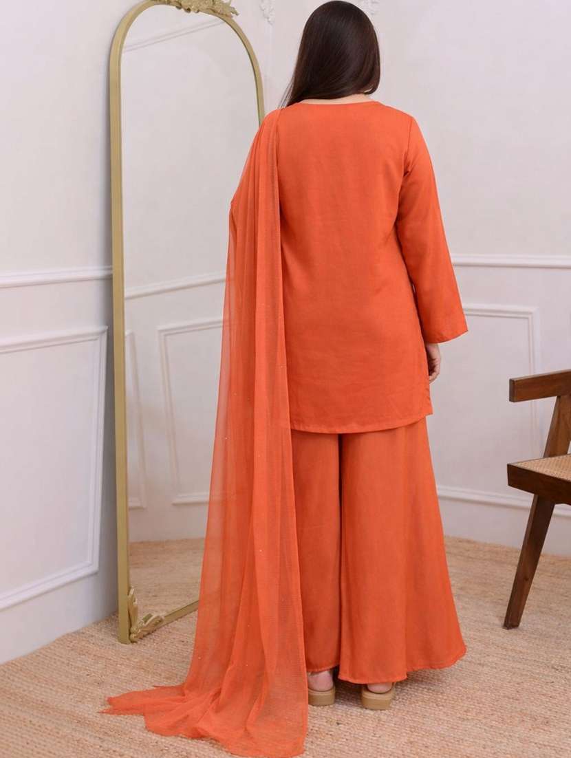 women embroidered long sleeves kurta sharara set with dupatta - 22616355 -  Standard Image - 3