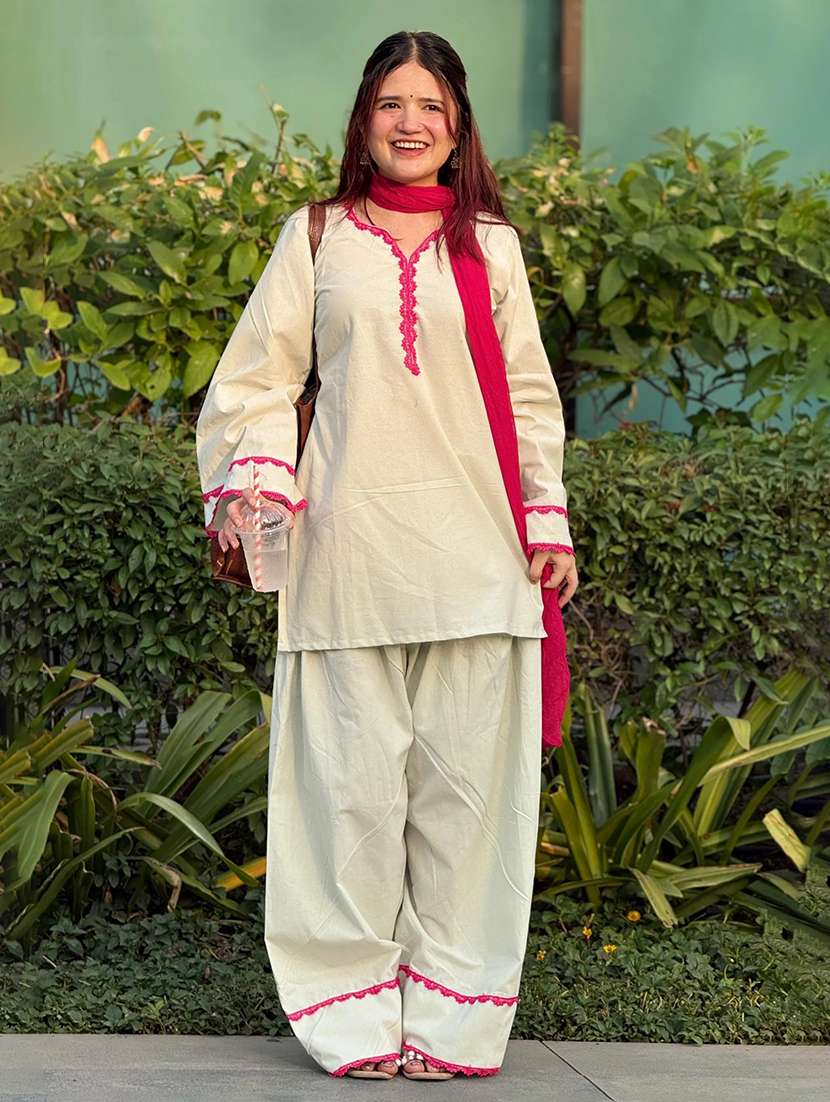 women solid long sleeves kurta salwar set with dupatta