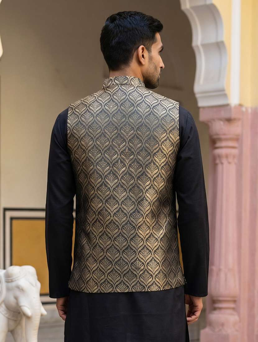 Men Self Design Mandarin Neck Nehru Jacket - 22616554 -  Standard Image - 5