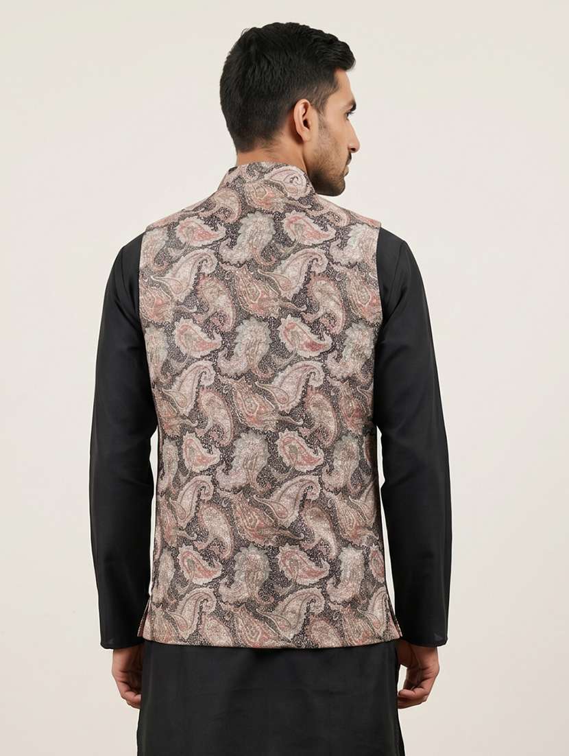 men paisley mandarin neck nehru jacket - 22616580 -  Standard Image - 5