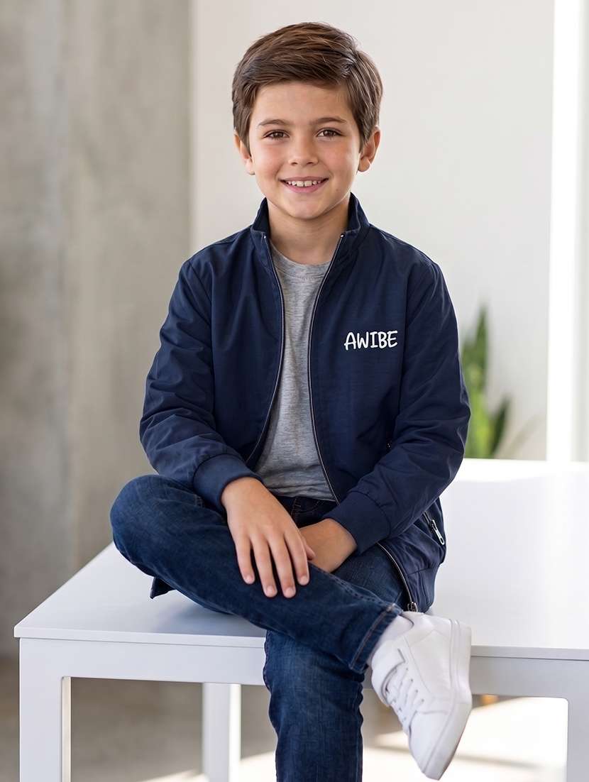 boys solid long sleeves bomber jacket