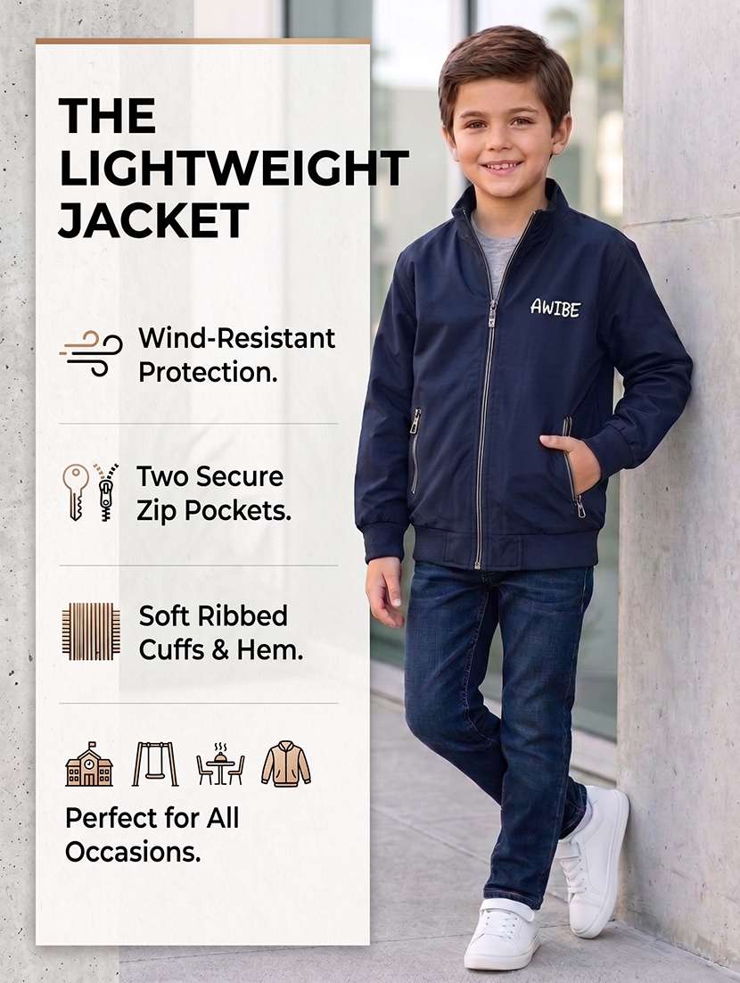 boys solid long sleeves bomber jacket - 22616728 -  Standard Image - 3
