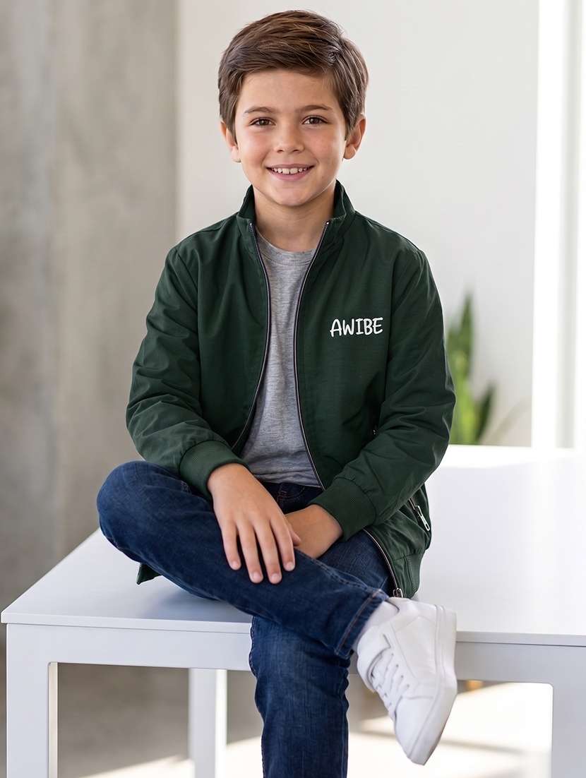 boys typographic long sleeves bomber jacket