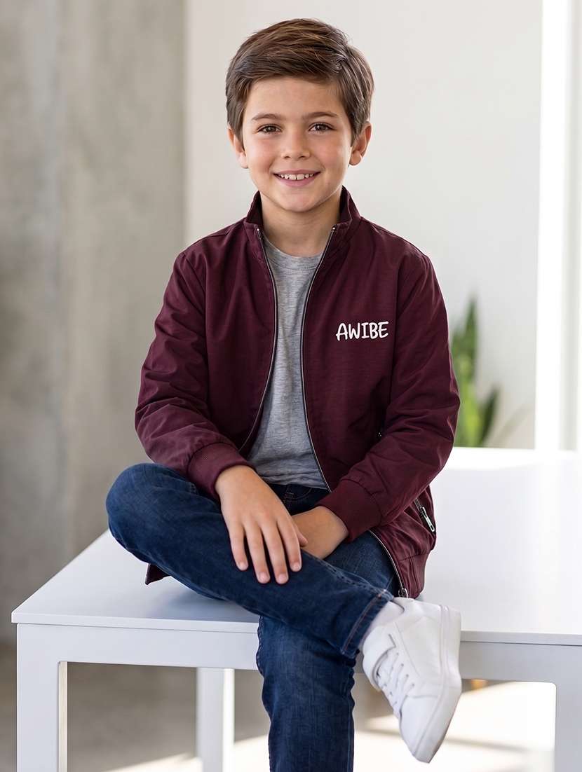 boys typographic long sleeves bomber jacket