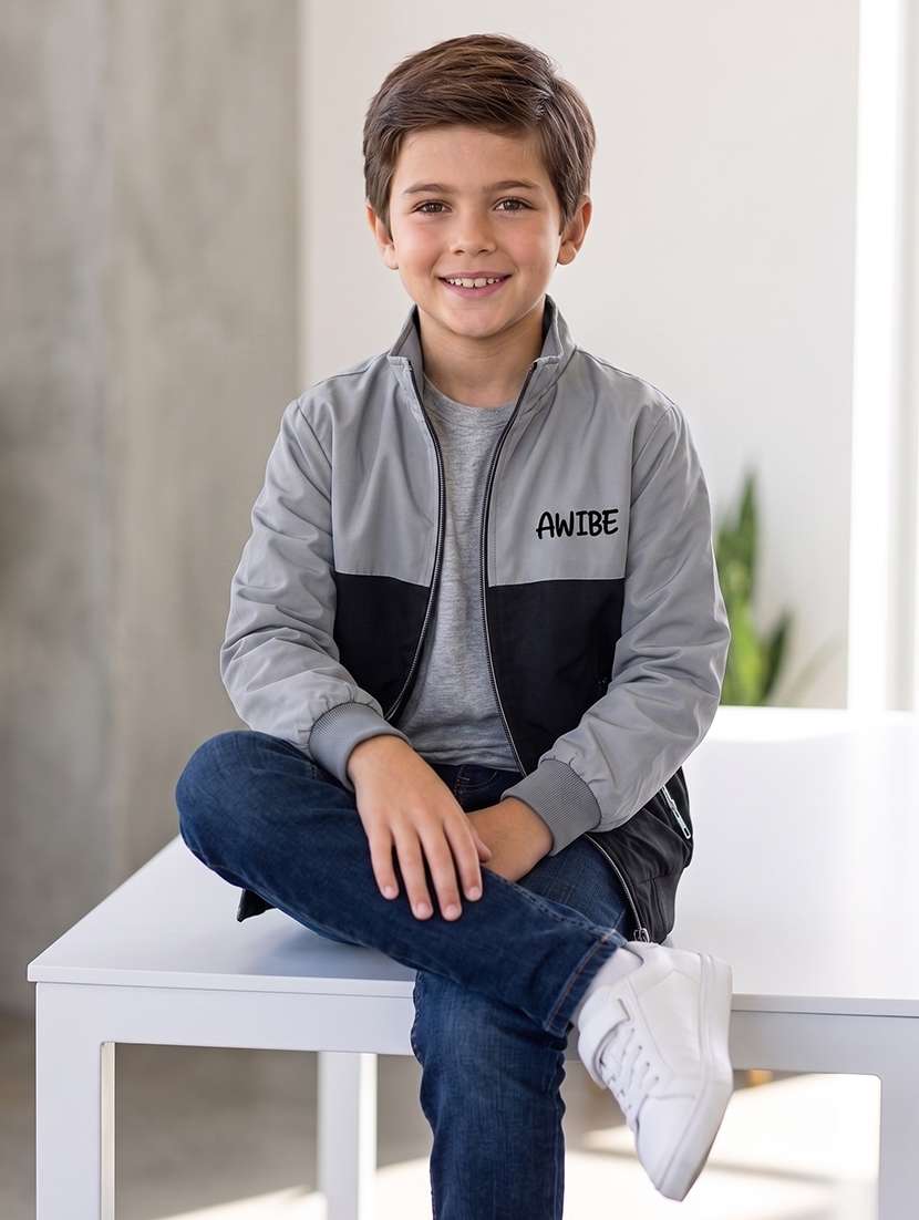 boys colourblocked long sleeves regular jacket