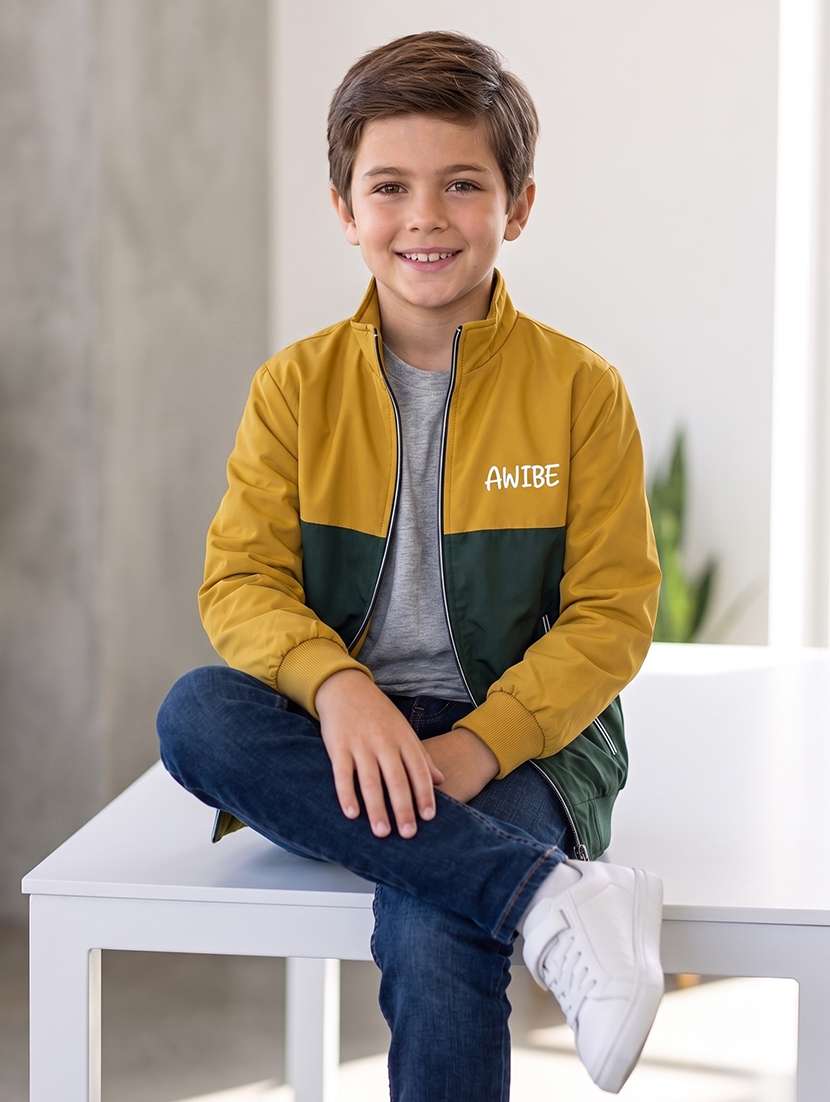boys colourblocked long sleeves regular jacket
